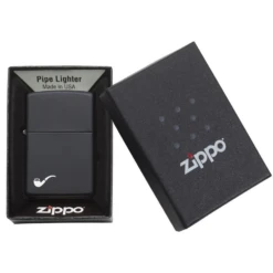 Zippo 218PL Black Matte Pipe Lighter With Pipe Logo - Refillable Windproof Lighter -Summit Outfitters 218PL 1