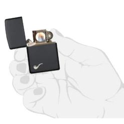 Zippo 218PL Black Matte Pipe Lighter With Pipe Logo - Refillable Windproof Lighter -Summit Outfitters 218PL 3