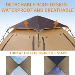 Hewolf Auto 3-4 Person Tent - Camel -Summit Outfitters 7 1