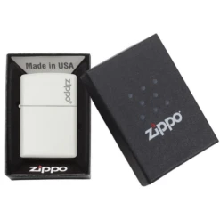 Zippo 214ZL White Matte With Zippo Logo - Refillable Windproof Lighter -Summit Outfitters 88