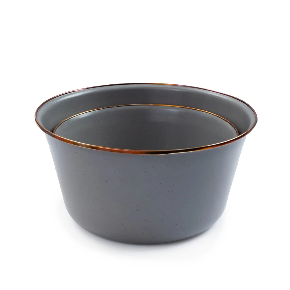 Barebones Enamel Mixing Bowl Slate - Set Of 2 2 Barebones Enamel Mixing Bowl Slate - Set Of 2 - Image 2
