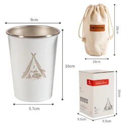 Camp Leader 4 Pcs Stainless Steel Cup - White -Summit Outfitters CL01 WHT 04
