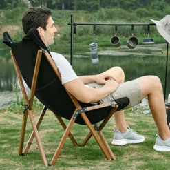 Hewolf Foldable Wooden Chair - Large -Summit Outfitters HW J2058BIG BLK 04