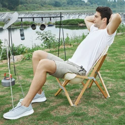 Hewolf Foldable Wooden Chair - Small -Summit Outfitters HW J2058S KHA 03