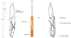 Ruike P138-B Black Liner Lock G10 Folding Knife 10 Ruike P138-B Black Liner Lock G10 Folding Knife -Summit Outfitters diagram of p138 1